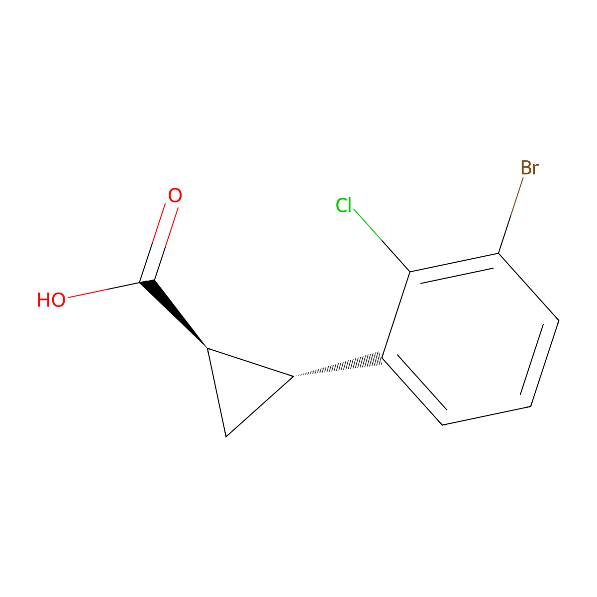 rac-(1R,2R)-2-(3-bromo-2-chlorophenyl)cyclopropane-1-carboxylicacid,trans molecular structure, CAS 2350413-11-3