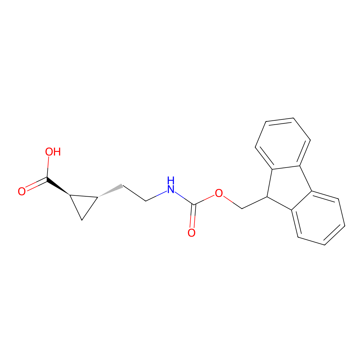 rac-(1R,2S)-2-[2-({[(9H-fluoren-9-yl)methoxy]carbonyl}amino)ethyl]cyclopropane-1-carboxylic acid molecular structure, CAS 2350449-72-6