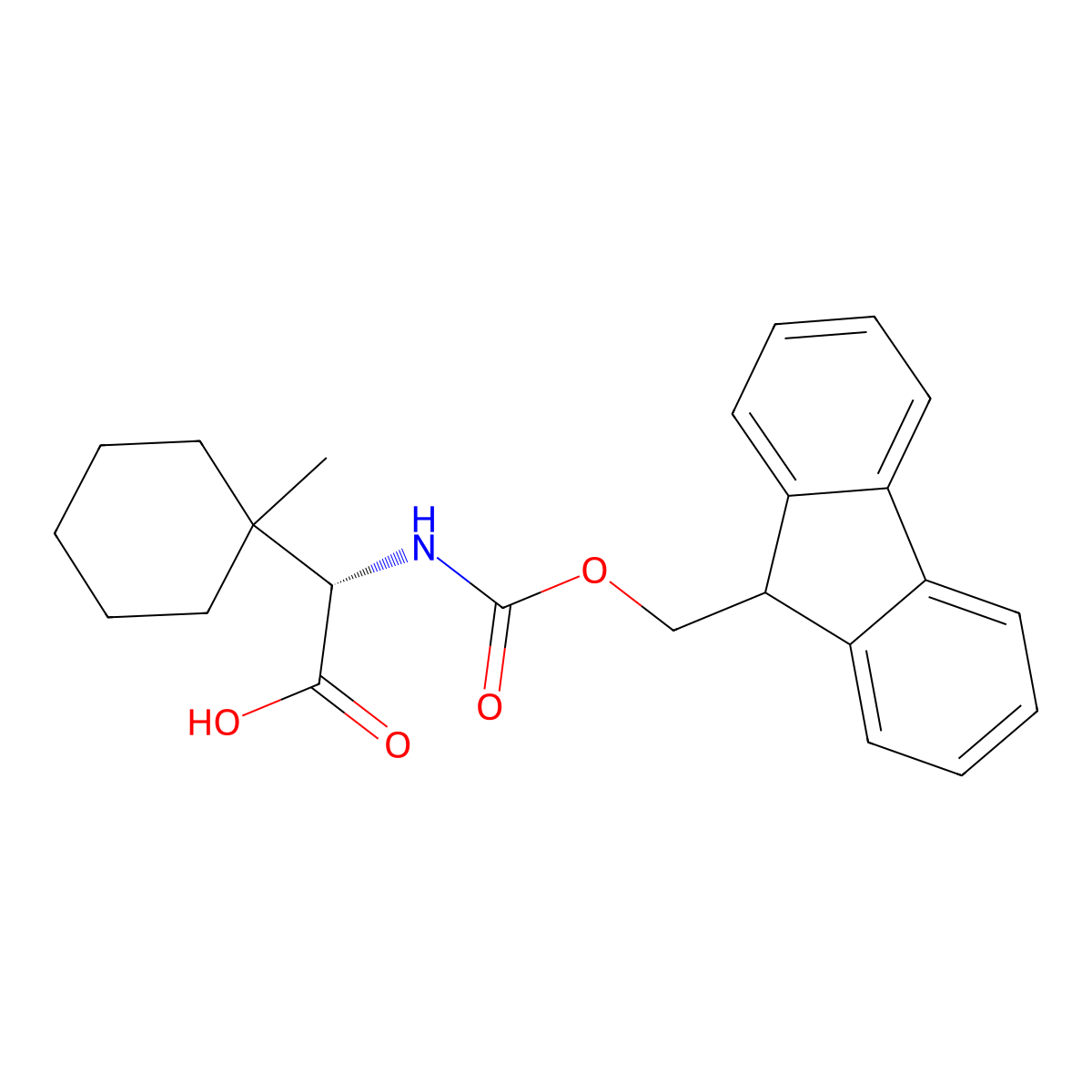 (S)-2-((((9H-Fluoren-9-yl)methoxy)carbonyl)amino)-2-(1-methylcyclohexyl)acetic acid molecular structure, CAS 2350460-04-5