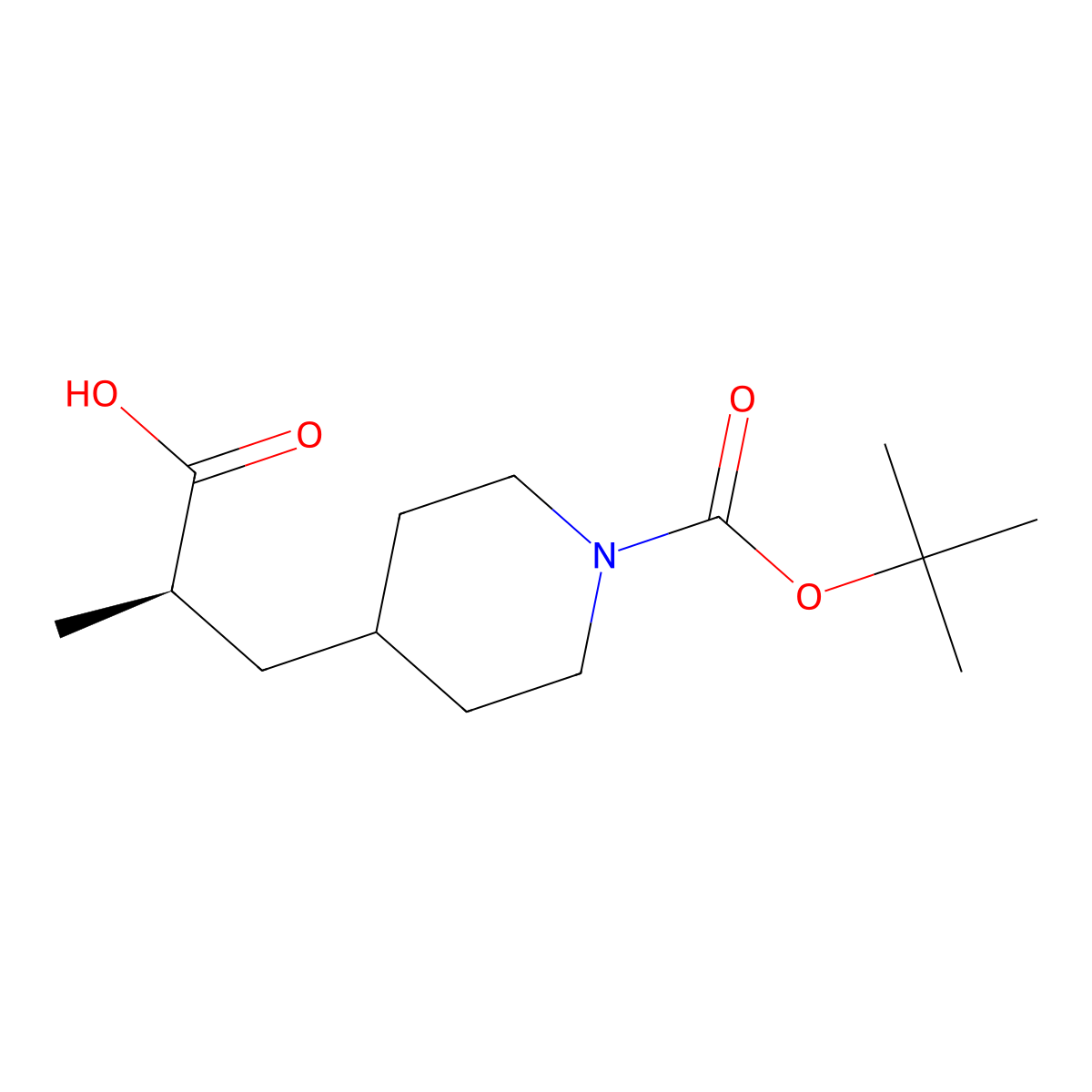 (2R)-3-{1-[(tert-butoxy)carbonyl]piperidin-4-yl}-2-methylpropanoic acid molecular structure, CAS 2350462-17-6