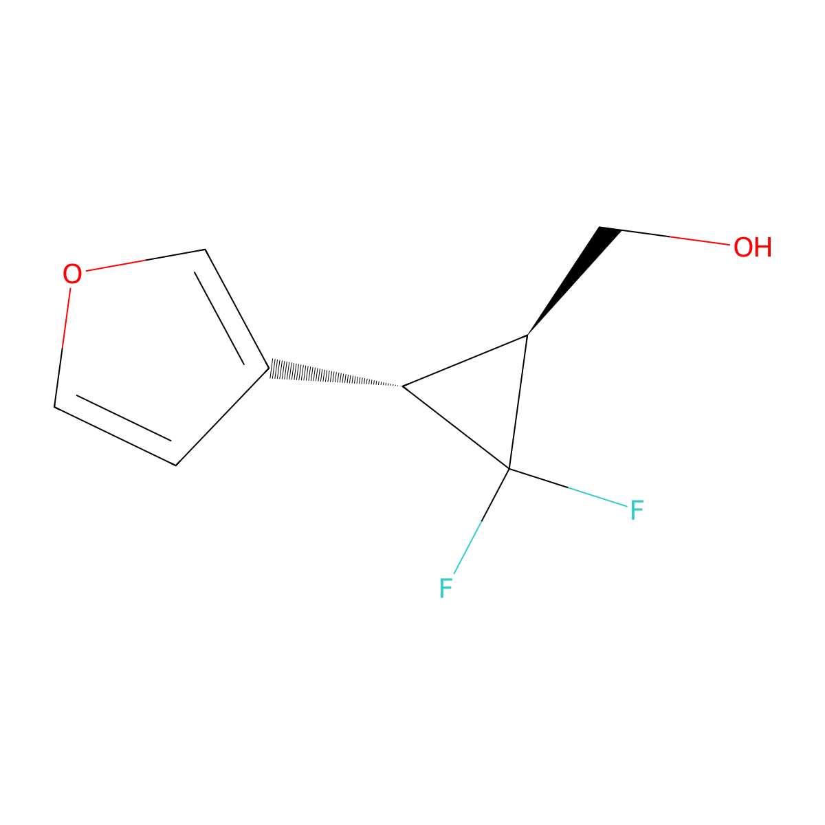 rac-[(1R,3R)-2,2-difluoro-3-(furan-3-yl)cyclopropyl]methanol,trans molecular structure, CAS 2350481-93-3