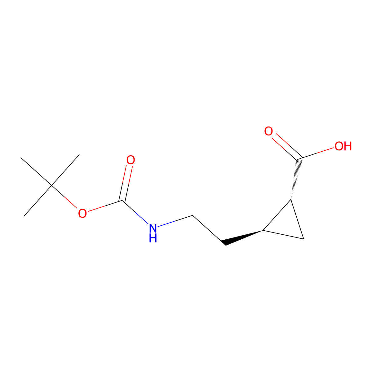 rac-(1R,2S)-2-(2-{[(tert-butoxy)carbonyl]amino}ethyl)cyclopropane-1-carboxylic acid molecular structure, CAS 2350488-78-5