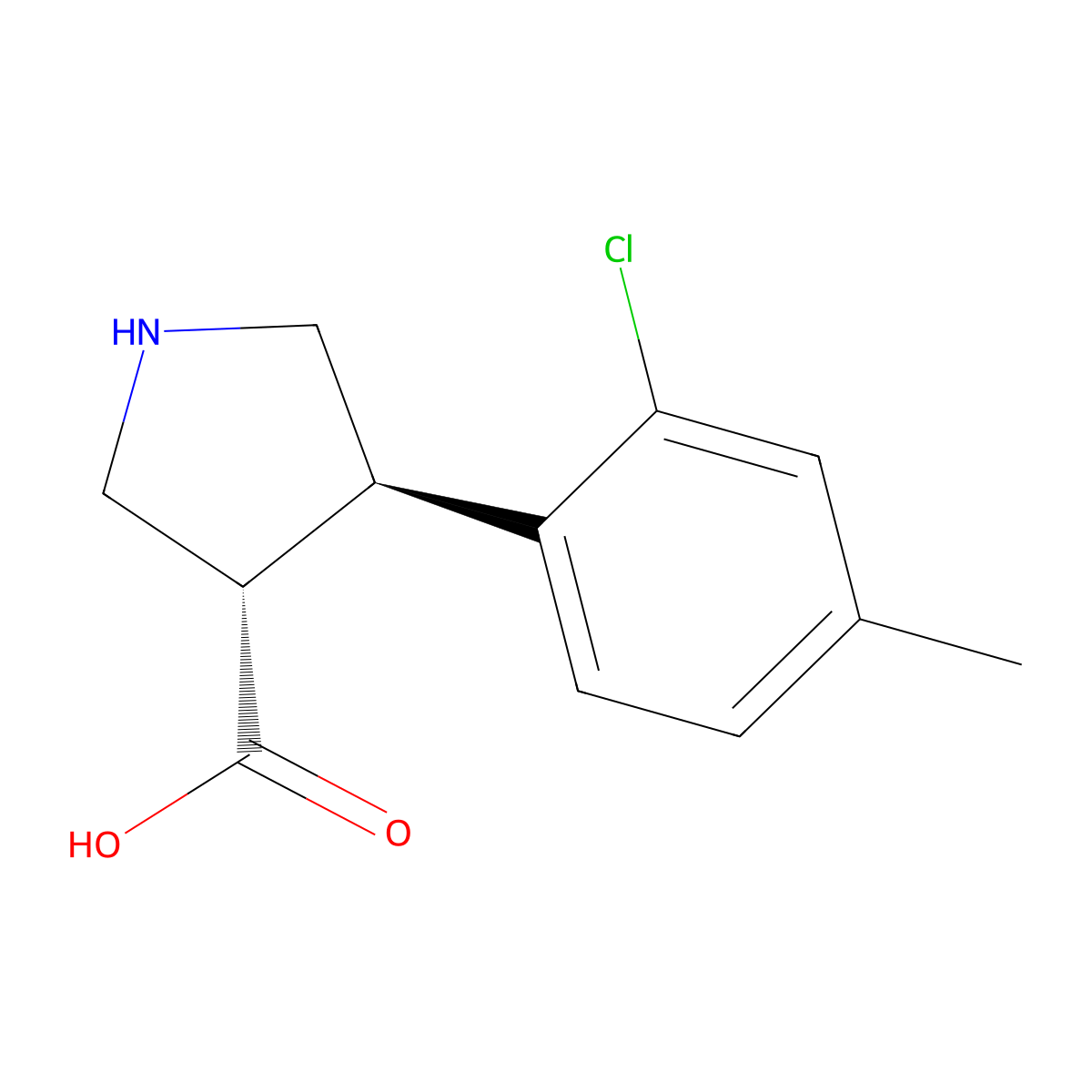rac-(3R,4S)-4-(2-chloro-4-methylphenyl)pyrrolidine-3-carboxylic acid molecular structure, CAS 2350515-44-3