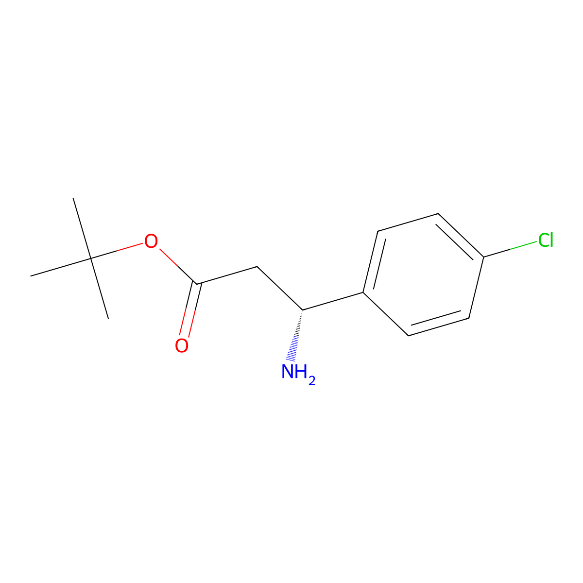 tert-butyl (3R)-3-amino-3-(4-chlorophenyl)propanoate molecular structure, CAS 2350522-35-7