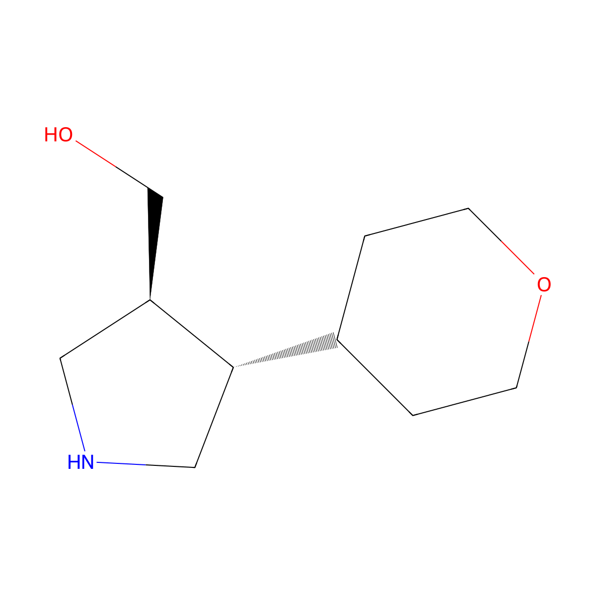 rac-[(3R,4R)-4-(oxan-4-yl)pyrrolidin-3-yl]methanol molecular structure, CAS 2350525-61-8