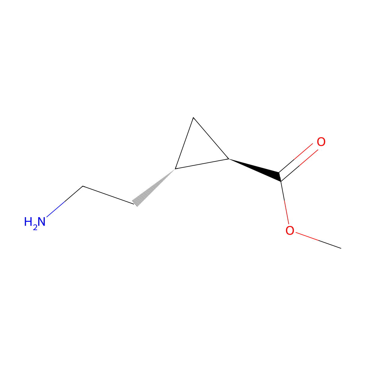 rac-methyl (1R,2S)-2-(2-aminoethyl)cyclopropane-1-carboxylate molecular structure, CAS 2350547-54-3