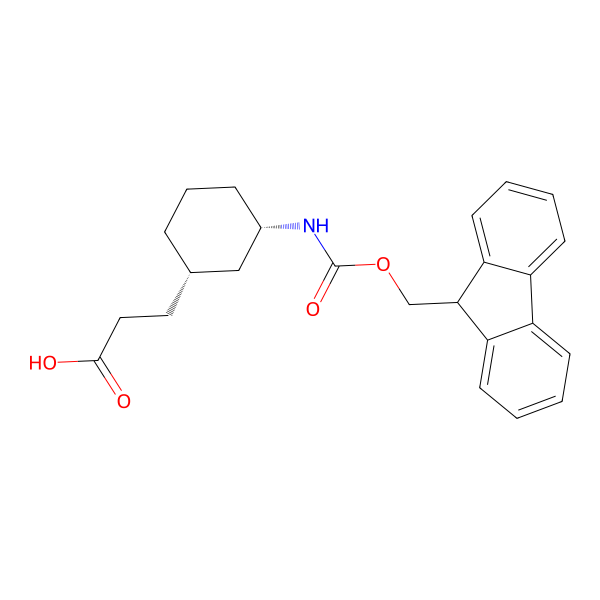 rac-3-[(1R,3R)-3-({[(9H-fluoren-9-yl)methoxy]carbonyl}amino)cyclohexyl]propanoicacid,cis molecular structure, CAS 2350548-01-3