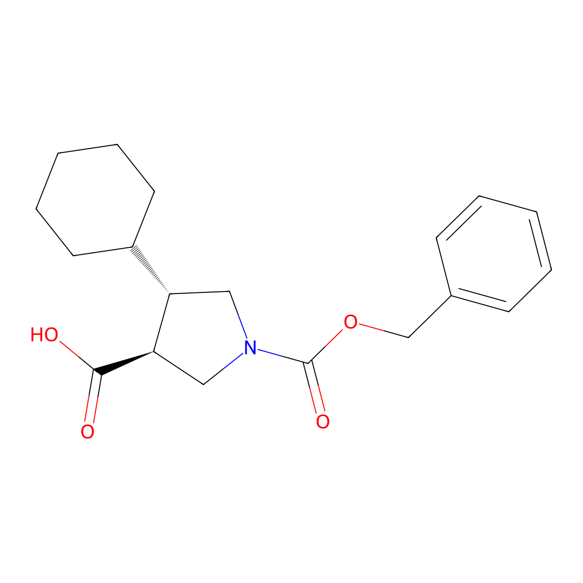 rac-(3R,4R)-1-[(benzyloxy)carbonyl]-4-cyclohexylpyrrolidine-3-carboxylic acid molecular structure, CAS 2350555-95-0