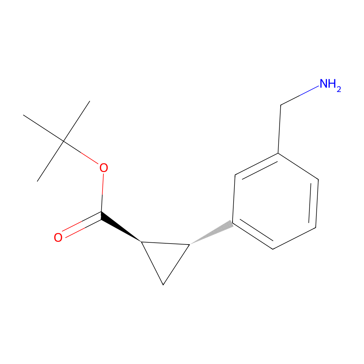 rac-tert-butyl (1R,2R)-2-[3-(aminomethyl)phenyl]cyclopropane-1-carboxylate molecular structure, CAS 2350556-72-6