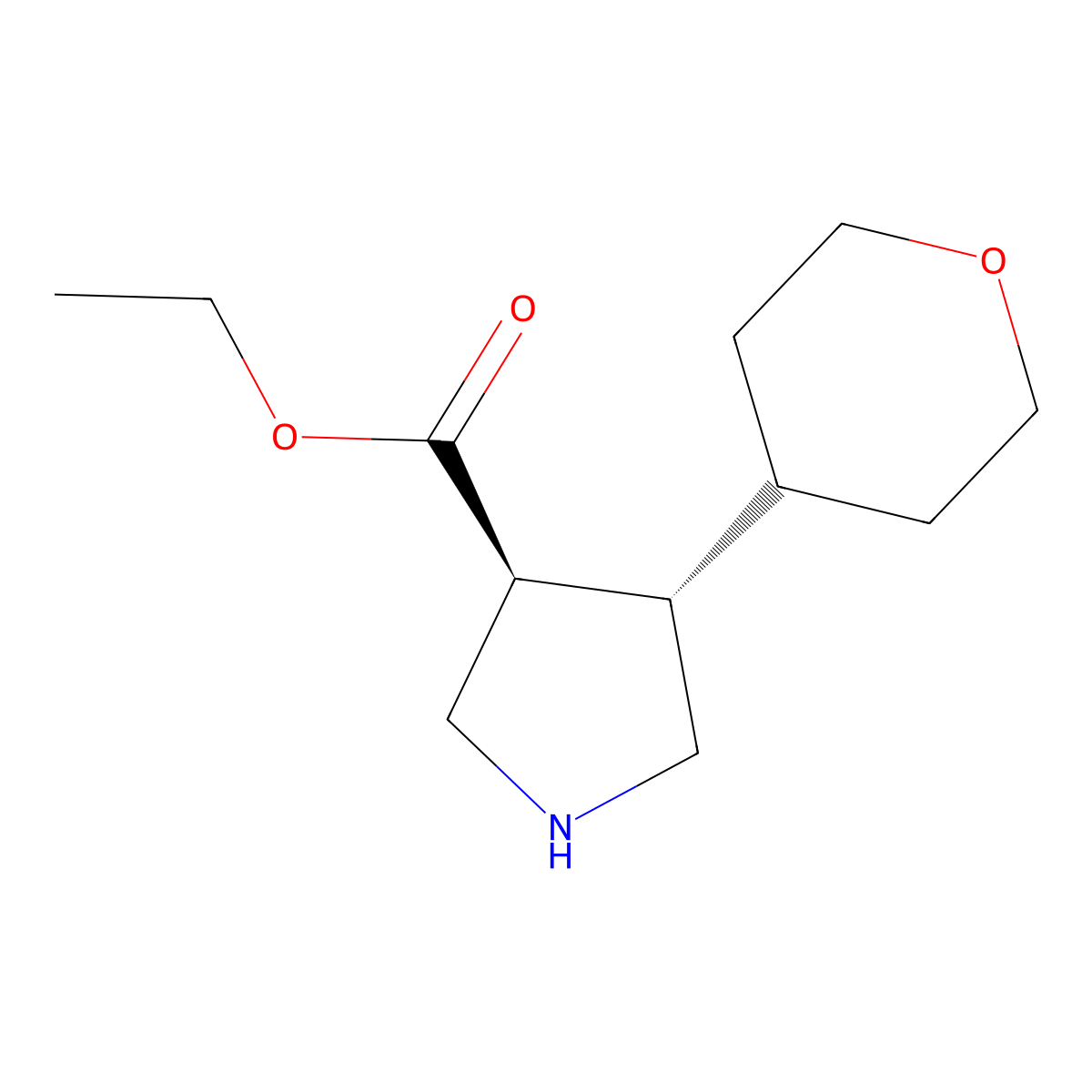 rac-ethyl (3R,4R)-4-(oxan-4-yl)pyrrolidine-3-carboxylate molecular structure, CAS 2350558-81-3