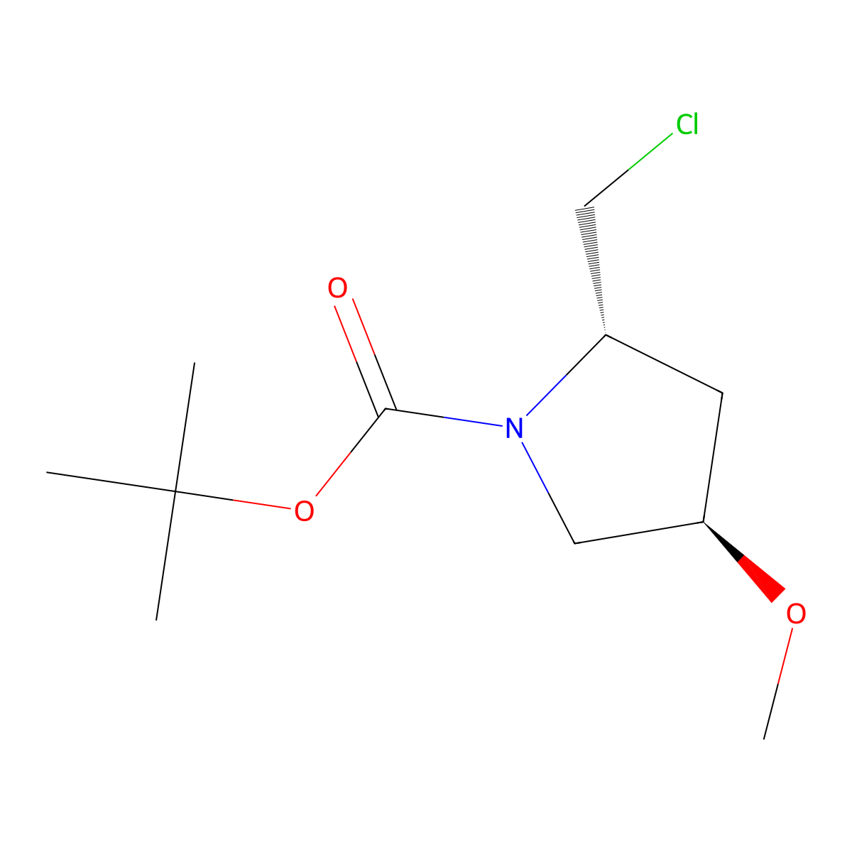 tert-butyl (2S,4R)-2-(chloromethyl)-4-methoxypyrrolidine-1-carboxylate molecular structure, CAS 2350560-10-8