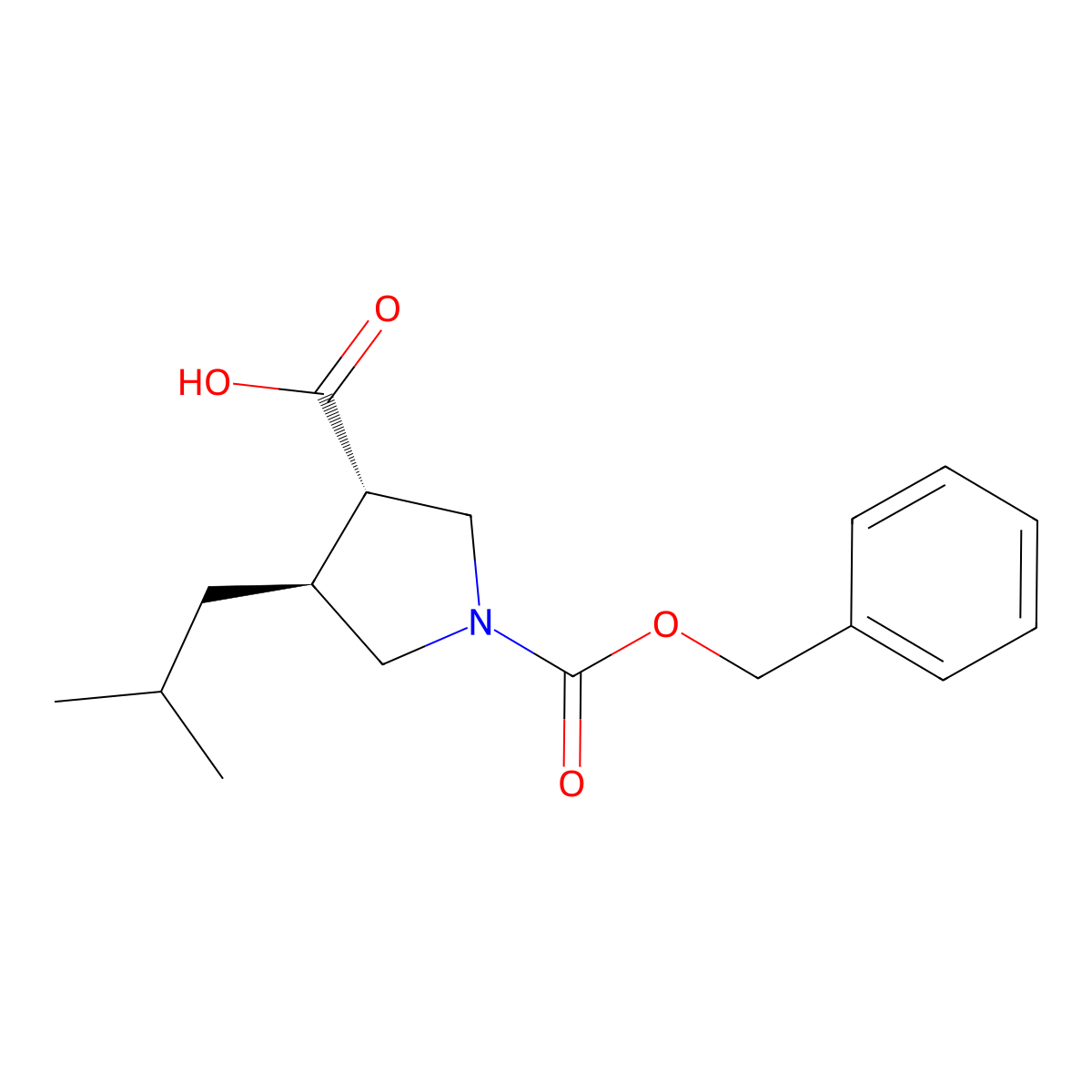 rac-(3R,4R)-1-[(benzyloxy)carbonyl]-4-(2-methylpropyl)pyrrolidine-3-carboxylic acid molecular structure, CAS 2350575-46-9