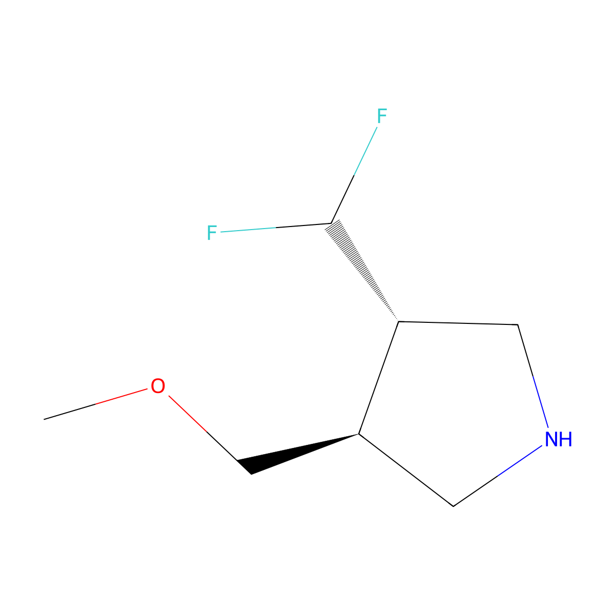 (3S,4S)-3-(difluoromethyl)-4-(methoxymethyl)pyrrolidine molecular structure, CAS 2350582-84-0