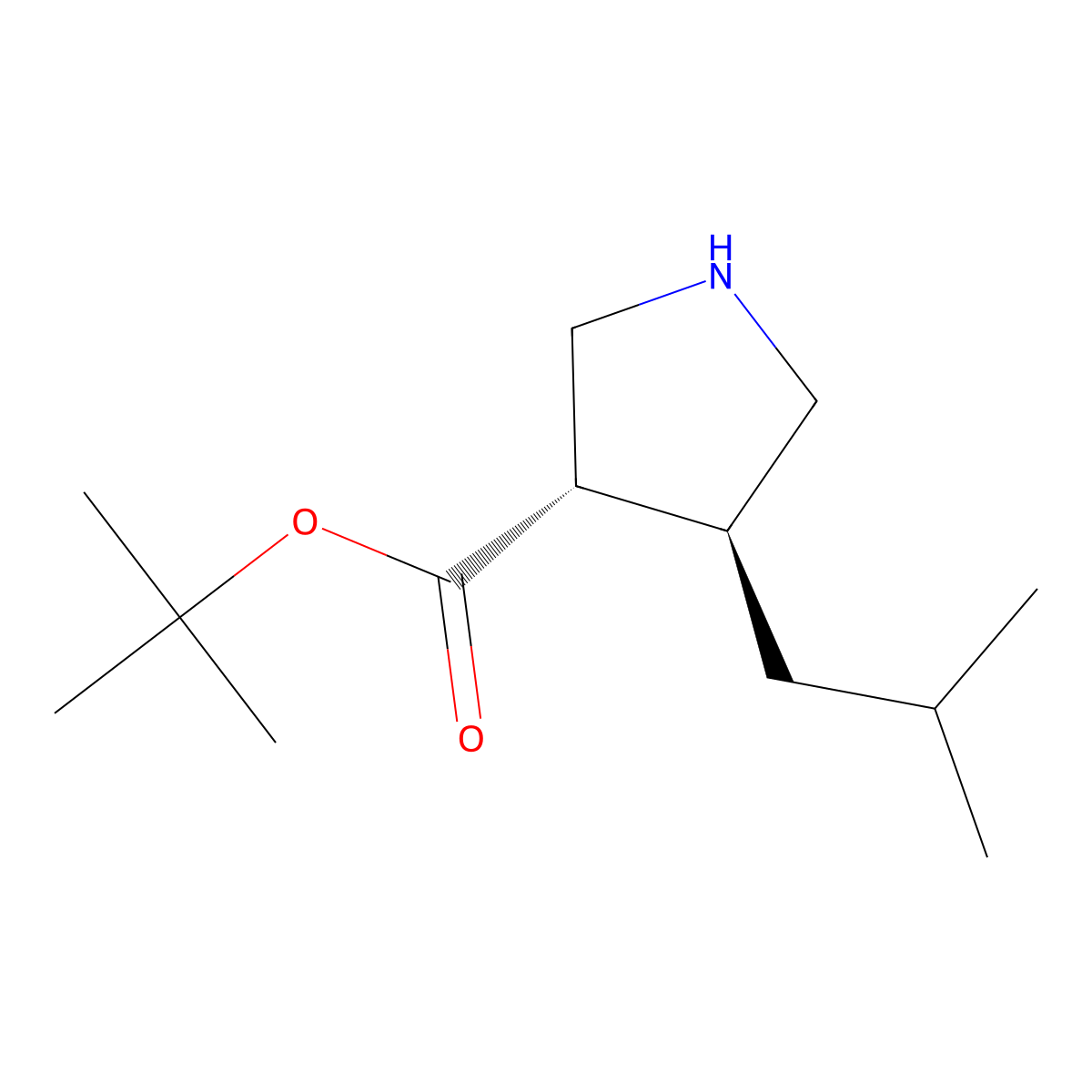 rac-tert-butyl (3R,4R)-4-(2-methylpropyl)pyrrolidine-3-carboxylate molecular structure, CAS 2350584-65-3