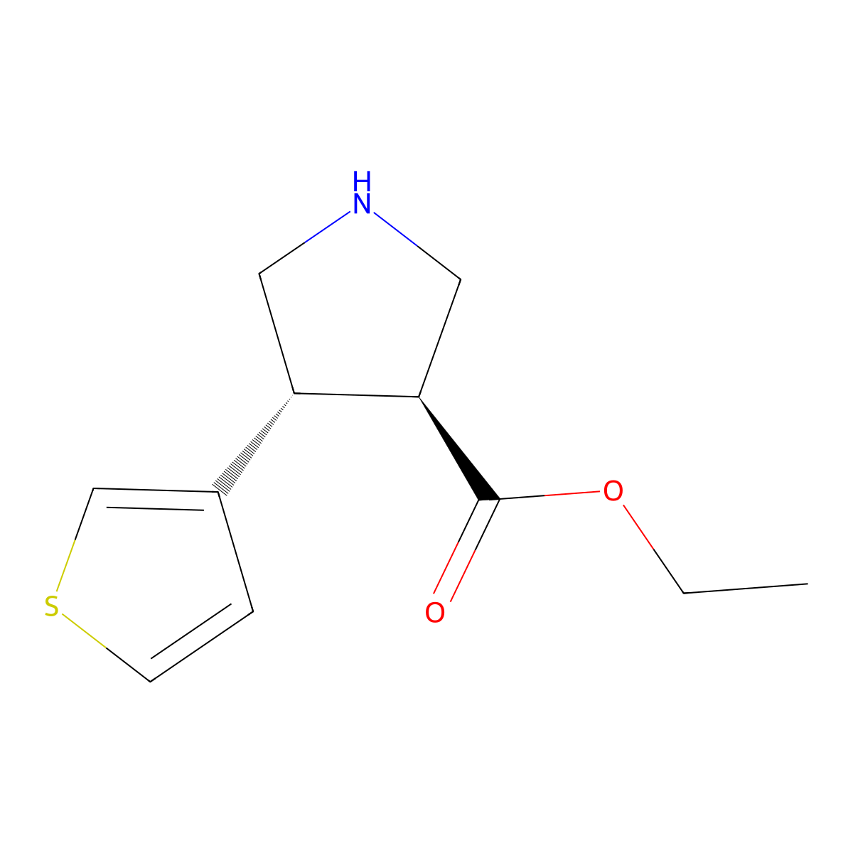 rac-ethyl (3R,4S)-4-(thiophen-3-yl)pyrrolidine-3-carboxylate molecular structure, CAS 2350588-59-7