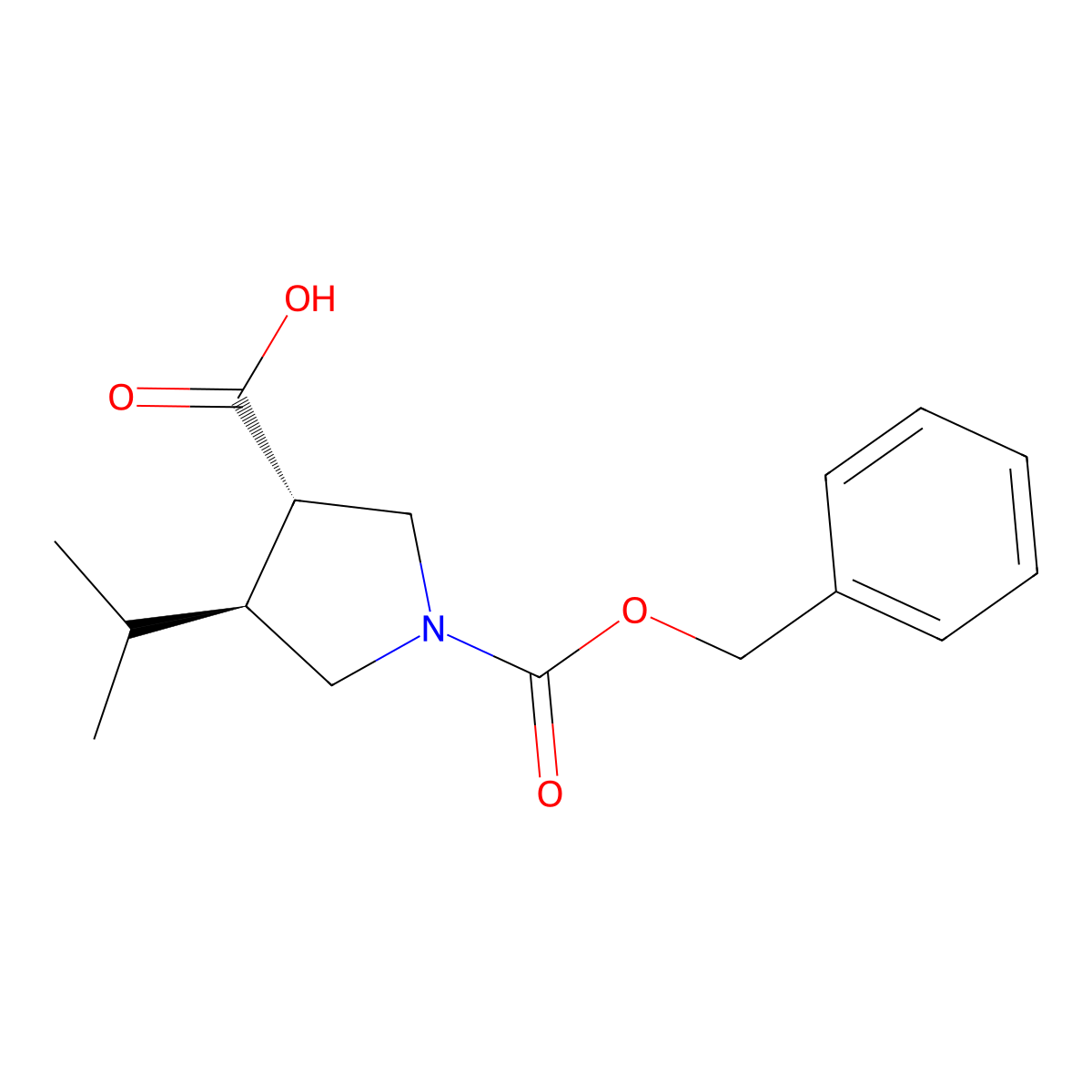 rac-(3R,4R)-1-[(benzyloxy)carbonyl]-4-(propan-2-yl)pyrrolidine-3-carboxylic acid molecular structure, CAS 2350590-70-2
