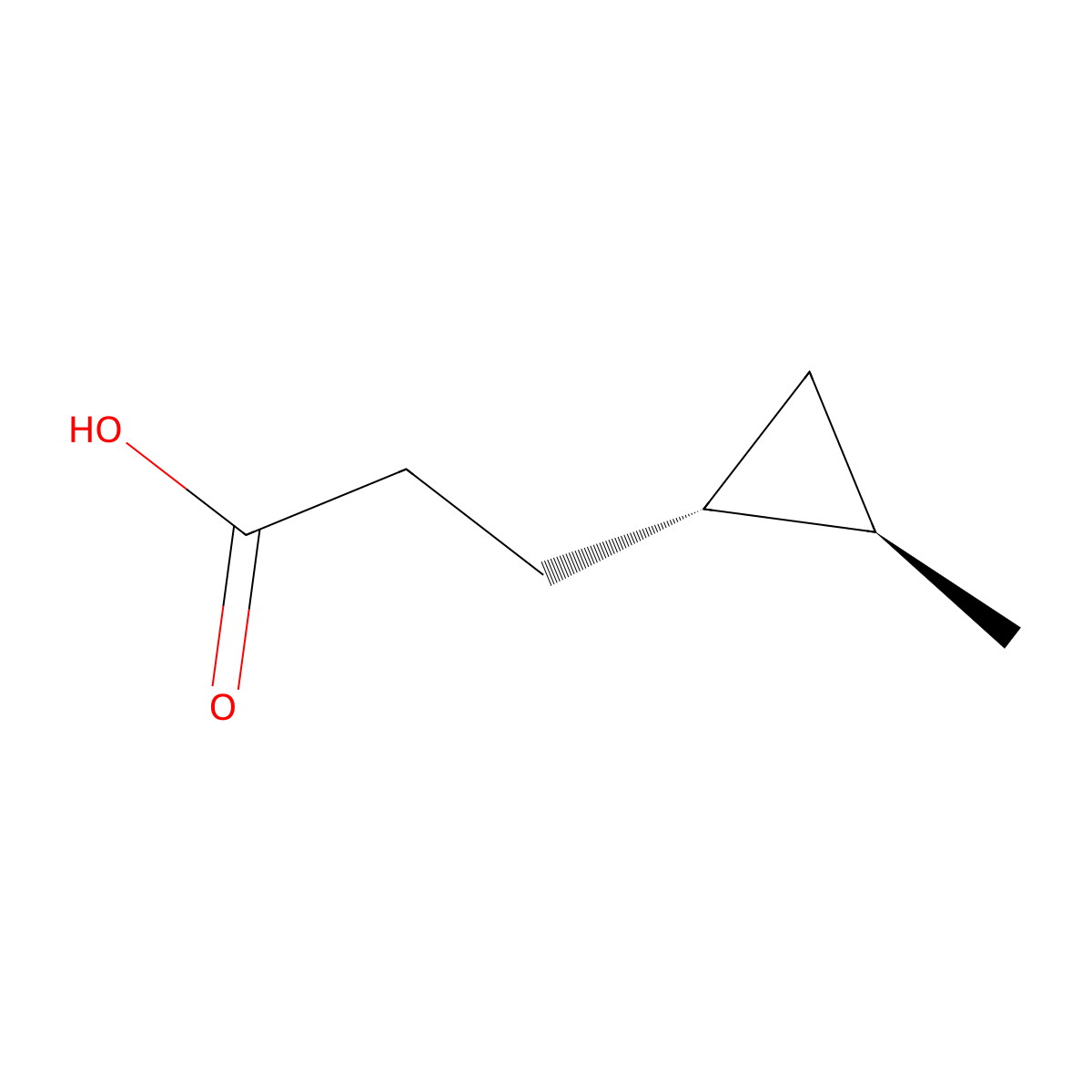 rac-3-((1R,2R)-2-methylcyclopropyl)propanoic acid molecular structure, CAS 2350603-11-9