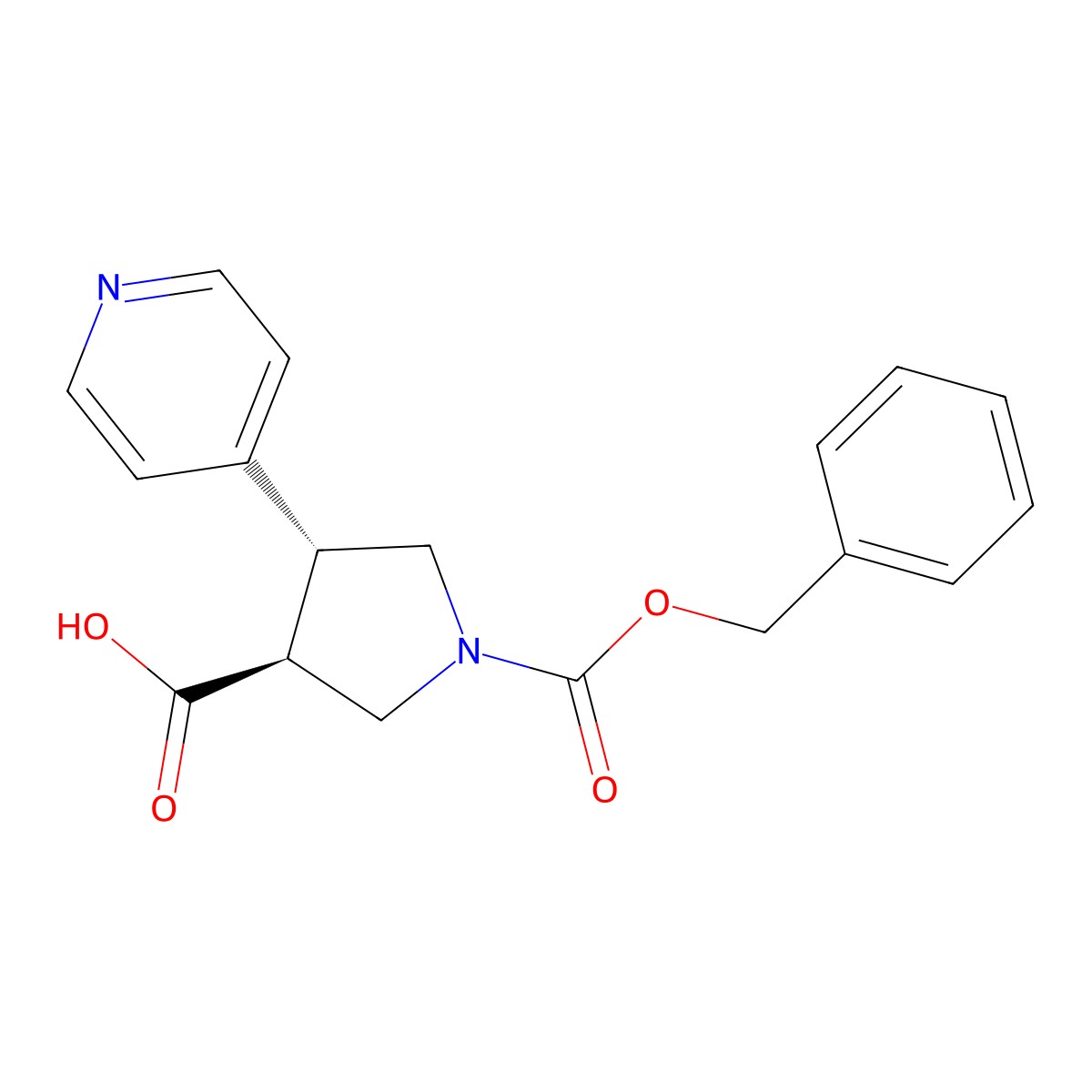 rac-(3R,4S)-1-[(benzyloxy)carbonyl]-4-(pyridin-4-yl)pyrrolidine-3-carboxylic acid molecular structure, CAS 2350655-29-5