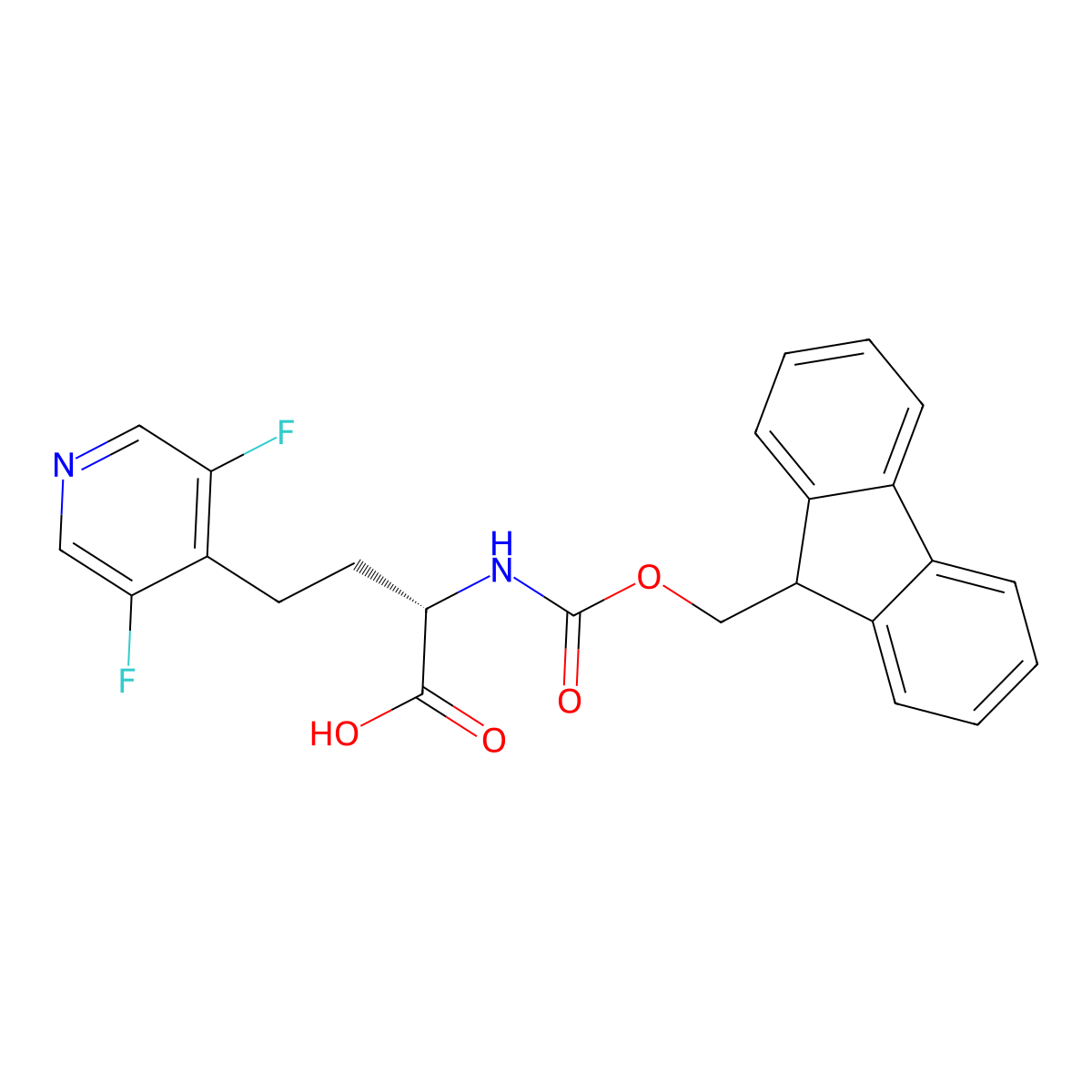 (2S)-4-(3,5-difluoro-4-pyridinyl)-2-(9H-fluoren-9-ylmethoxycarbonylamino)butanoic acid molecular structure, CAS 2350658-87-4