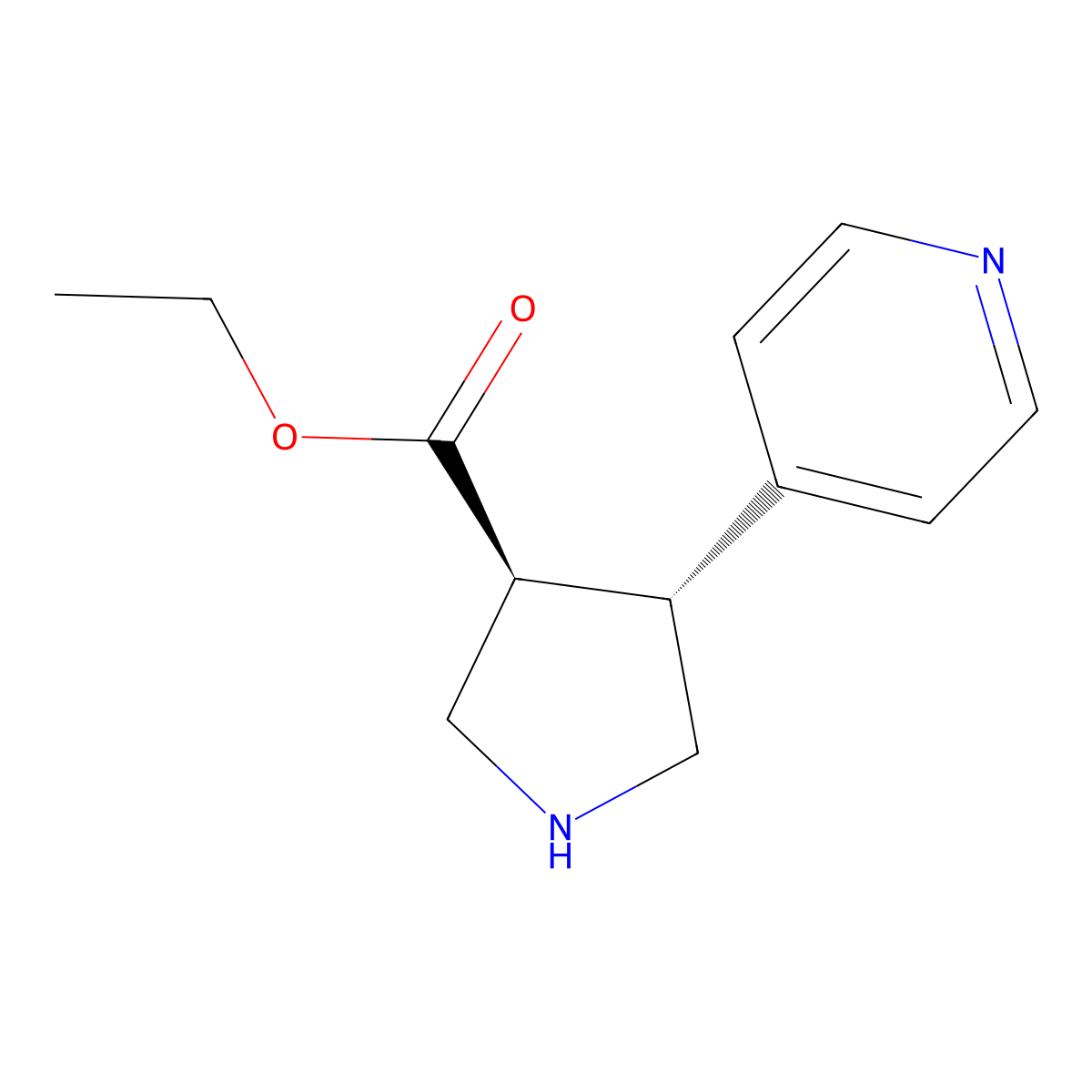 rac-ethyl (3R,4S)-4-(pyridin-4-yl)pyrrolidine-3-carboxylate molecular structure, CAS 2350663-14-6