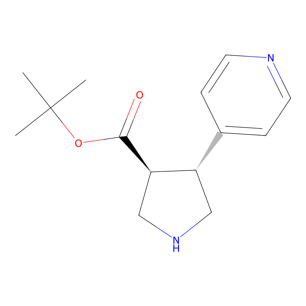 rac-tert-butyl (3R,4S)-4-(pyridin-4-yl)pyrrolidine-3-carboxylate molecular structure, CAS 2350663-17-9