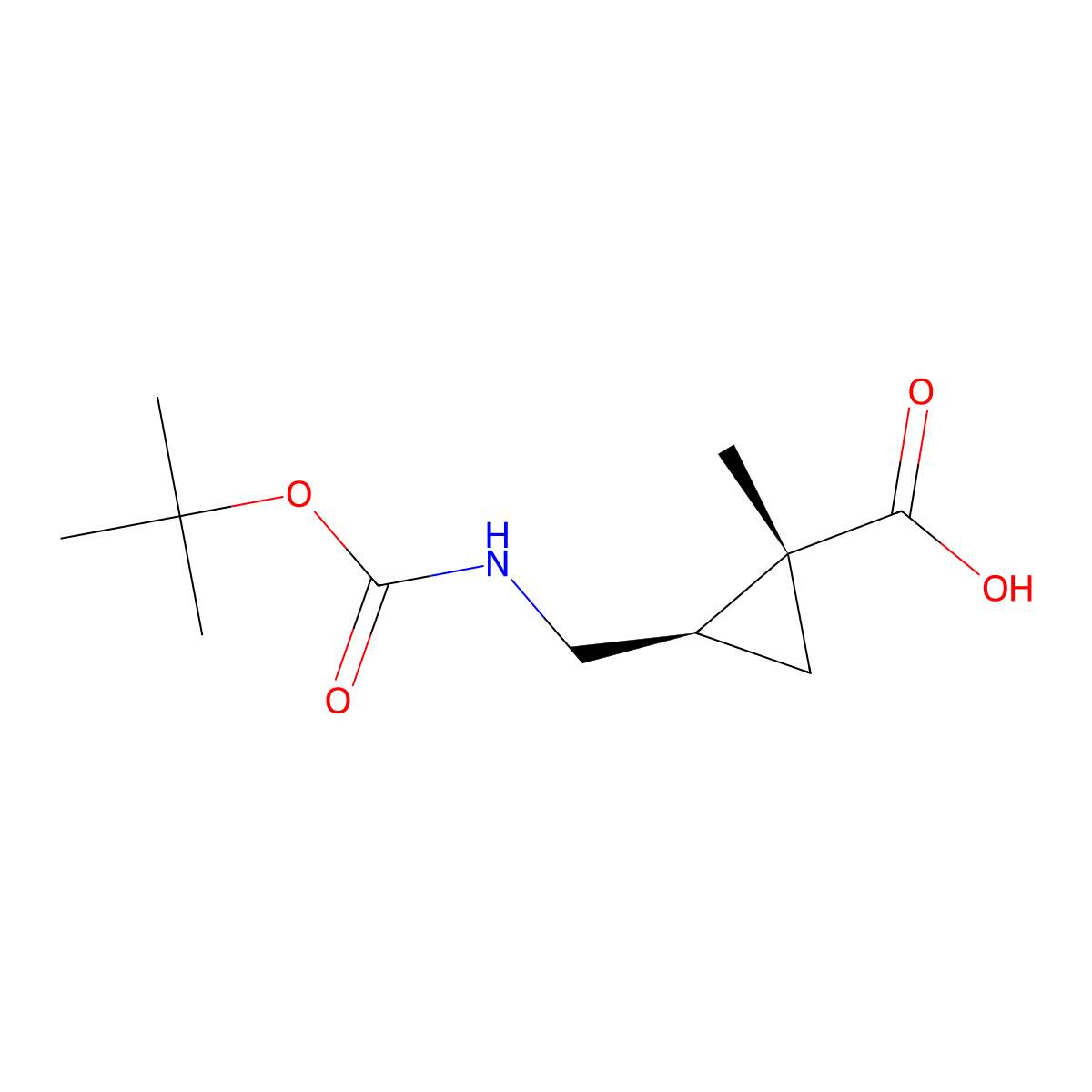 trans-(1R,2R)-1-methyl-2-[[(2-methylpropan-2-yl)oxycarbonylamino]methyl]cyclopropane-1-carboxylic acid molecular structure, CAS 2350669-15-5