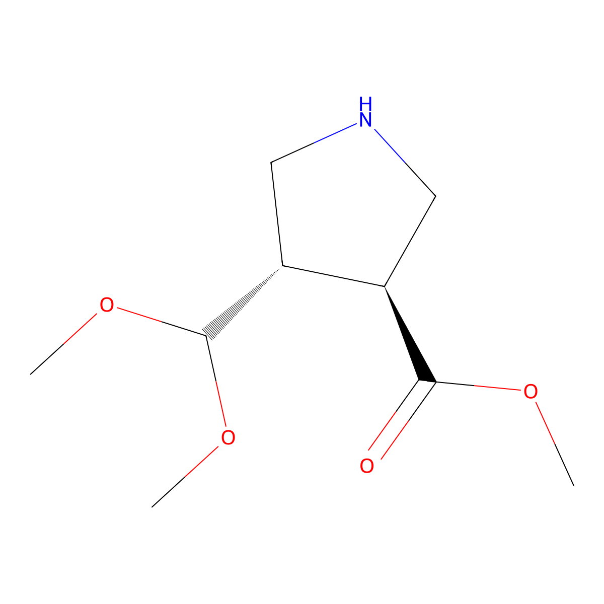 rac-methyl (3R,4R)-4-(dimethoxymethyl)pyrrolidine-3-carboxylate molecular structure, CAS 2350672-45-4