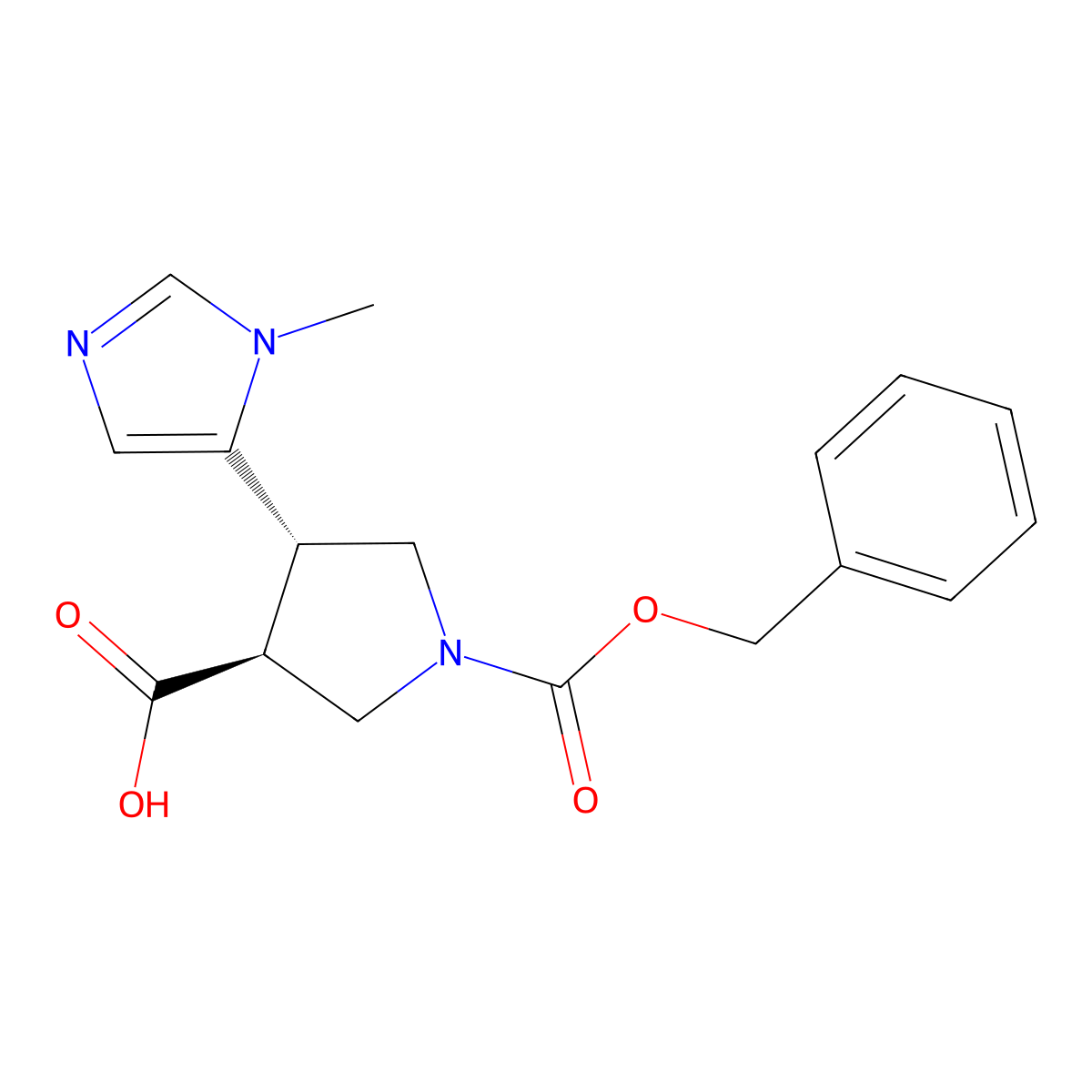 rac-(3R,4R)-1-[(benzyloxy)carbonyl]-4-(1-methyl-1H-imidazol-5-yl)pyrrolidine-3-carboxylic acid molecular structure, CAS 2350673-34-4