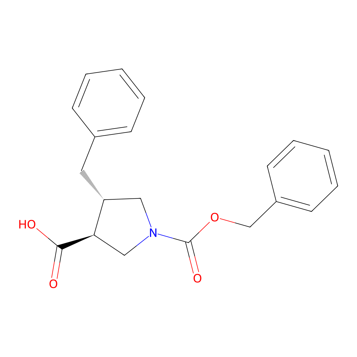 (3S,4S)-4-benzyl-1-[(benzyloxy)carbonyl]pyrrolidine-3-carboxylic acid molecular structure, CAS 2350676-44-5