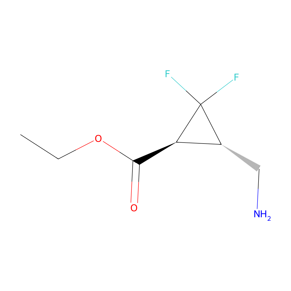 rac-ethyl (1R,3R)-3-(aminomethyl)-2,2-difluorocyclopropane-1-carboxylate molecular structure, CAS 2350676-59-2