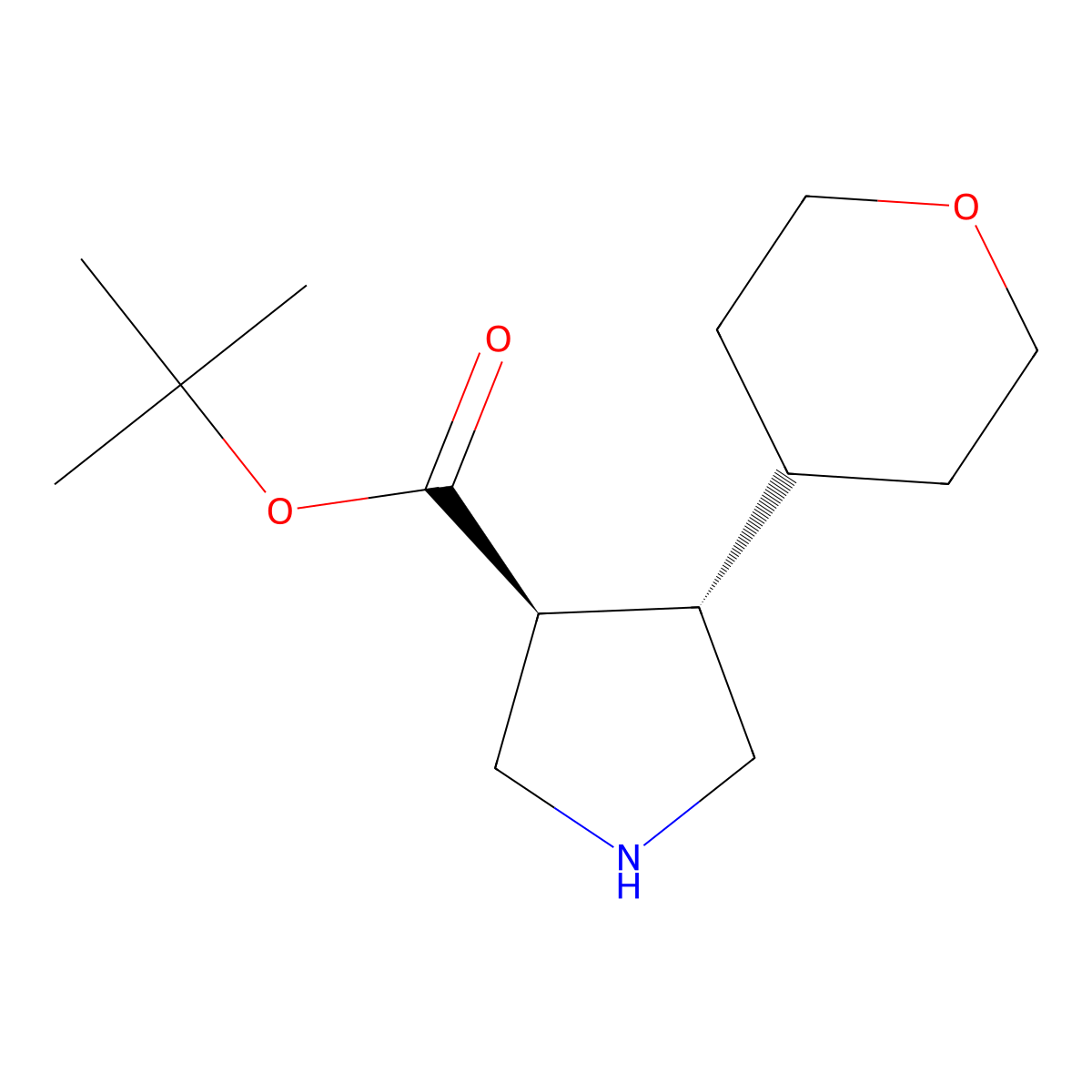 rac-tert-butyl (3R,4R)-4-(oxan-4-yl)pyrrolidine-3-carboxylate molecular structure, CAS 2350679-05-7