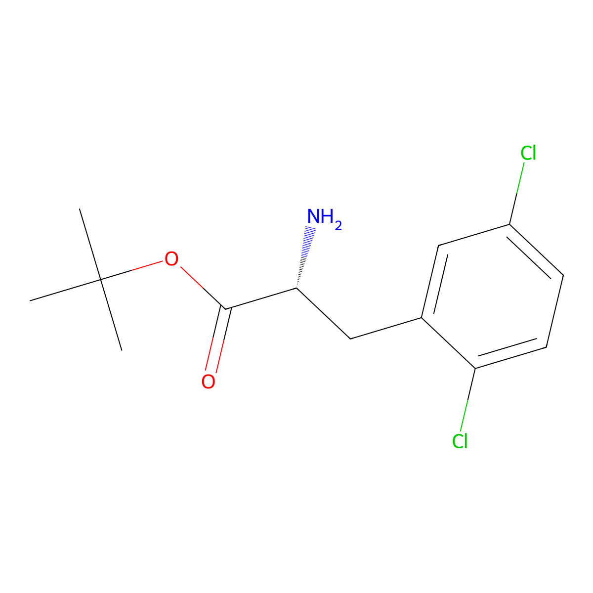 tert-butyl (2R)-2-amino-3-(2,5-dichlorophenyl)propanoate molecular structure, CAS 2350687-06-6