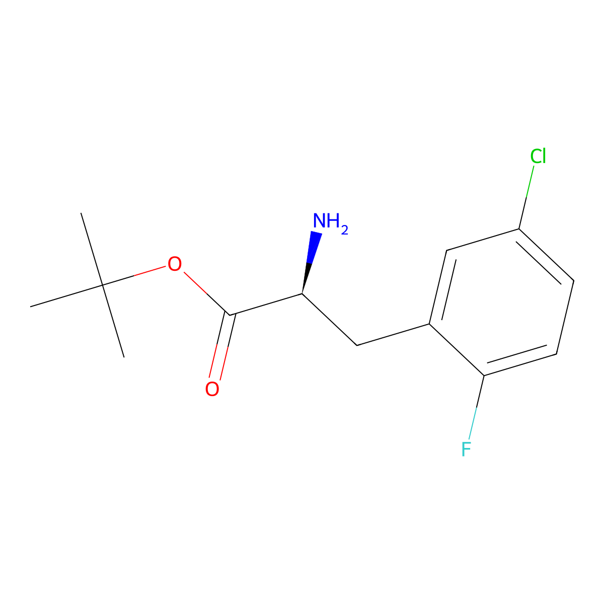 tert-butyl (2S)-2-amino-3-(5-chloro-2-fluorophenyl)propanoate molecular structure, CAS 2350690-62-7