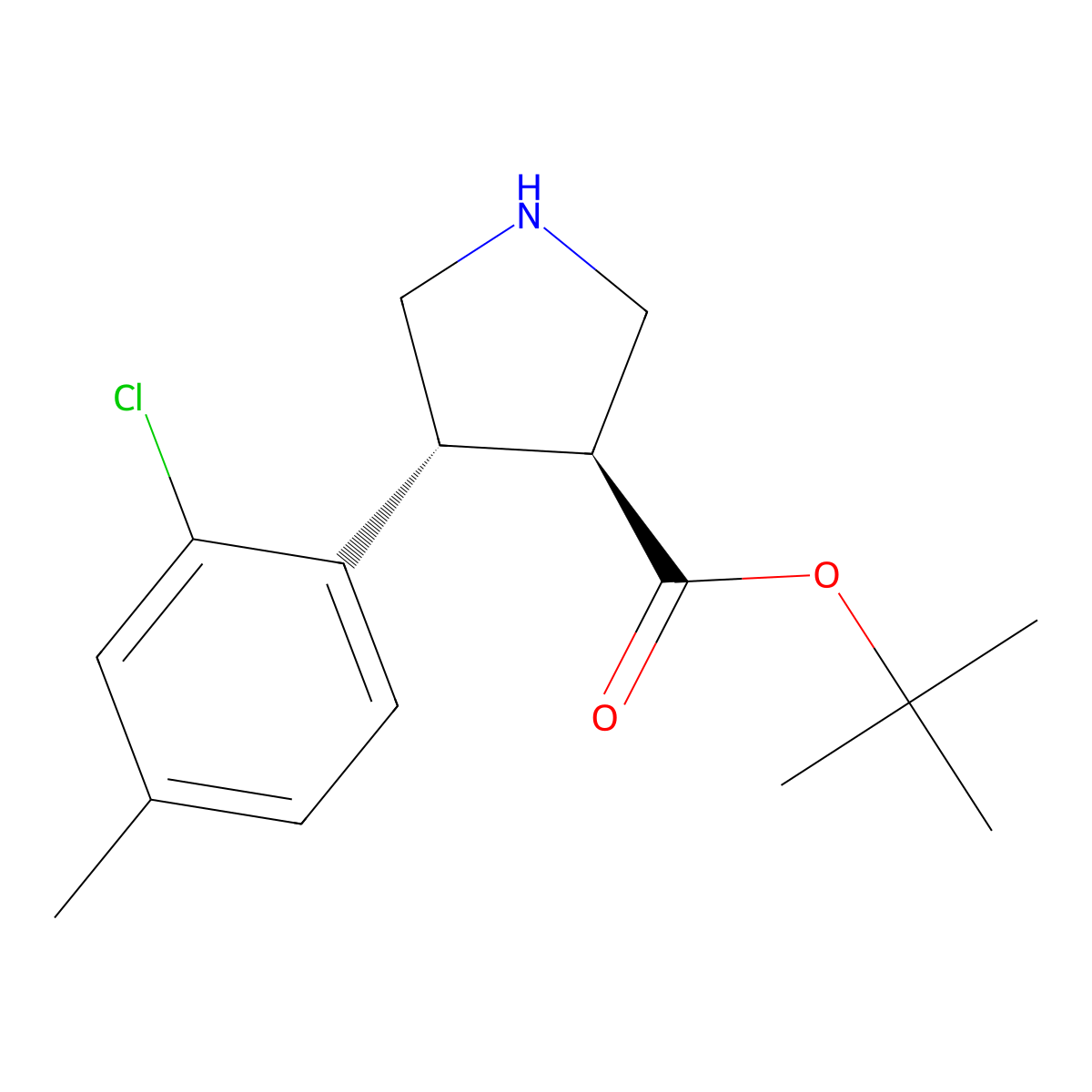 rac-tert-butyl (3R,4S)-4-(2-chloro-4-methylphenyl)pyrrolidine-3-carboxylate molecular structure, CAS 2350703-82-9