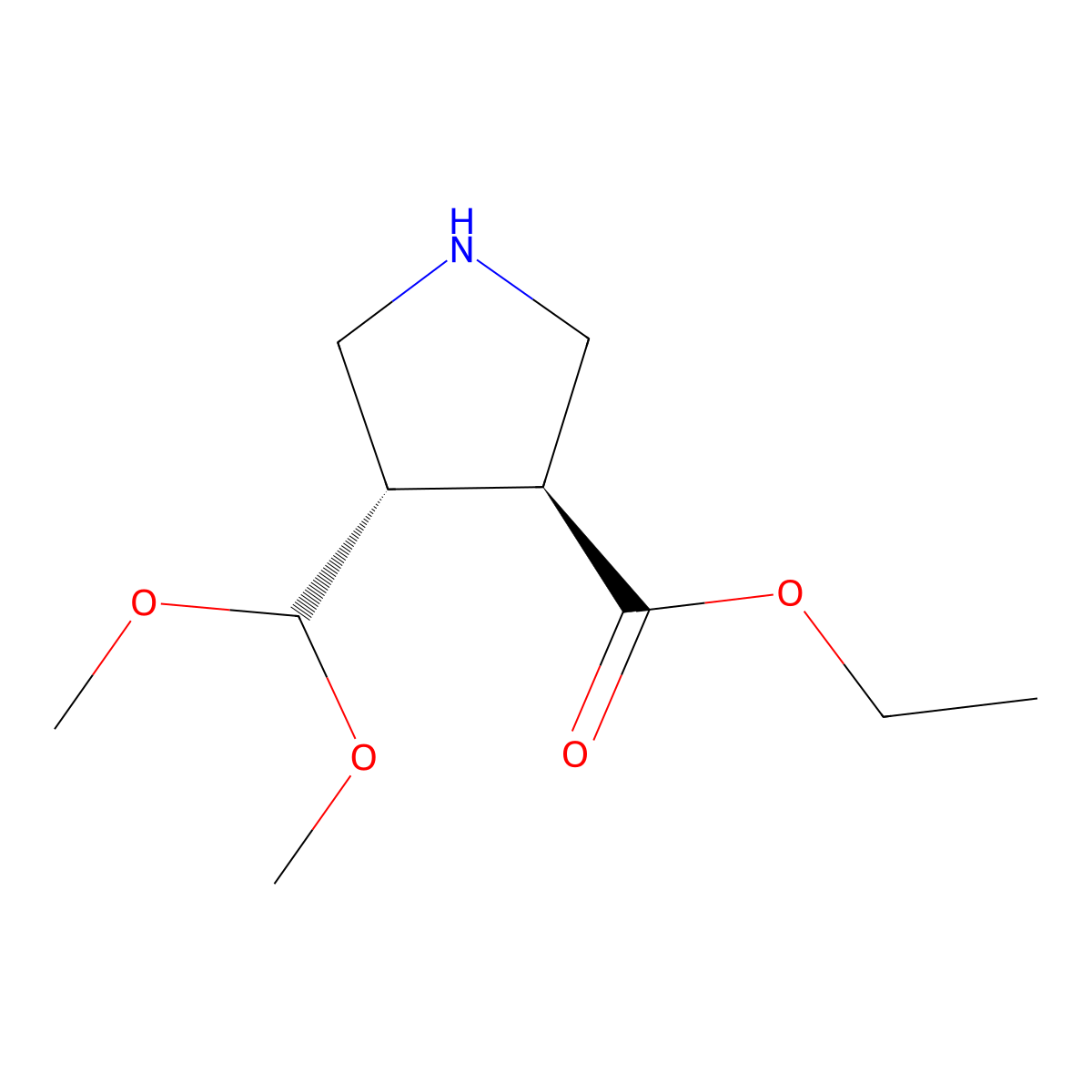 rac-ethyl (3R,4R)-4-(dimethoxymethyl)pyrrolidine-3-carboxylate molecular structure, CAS 2350707-78-5