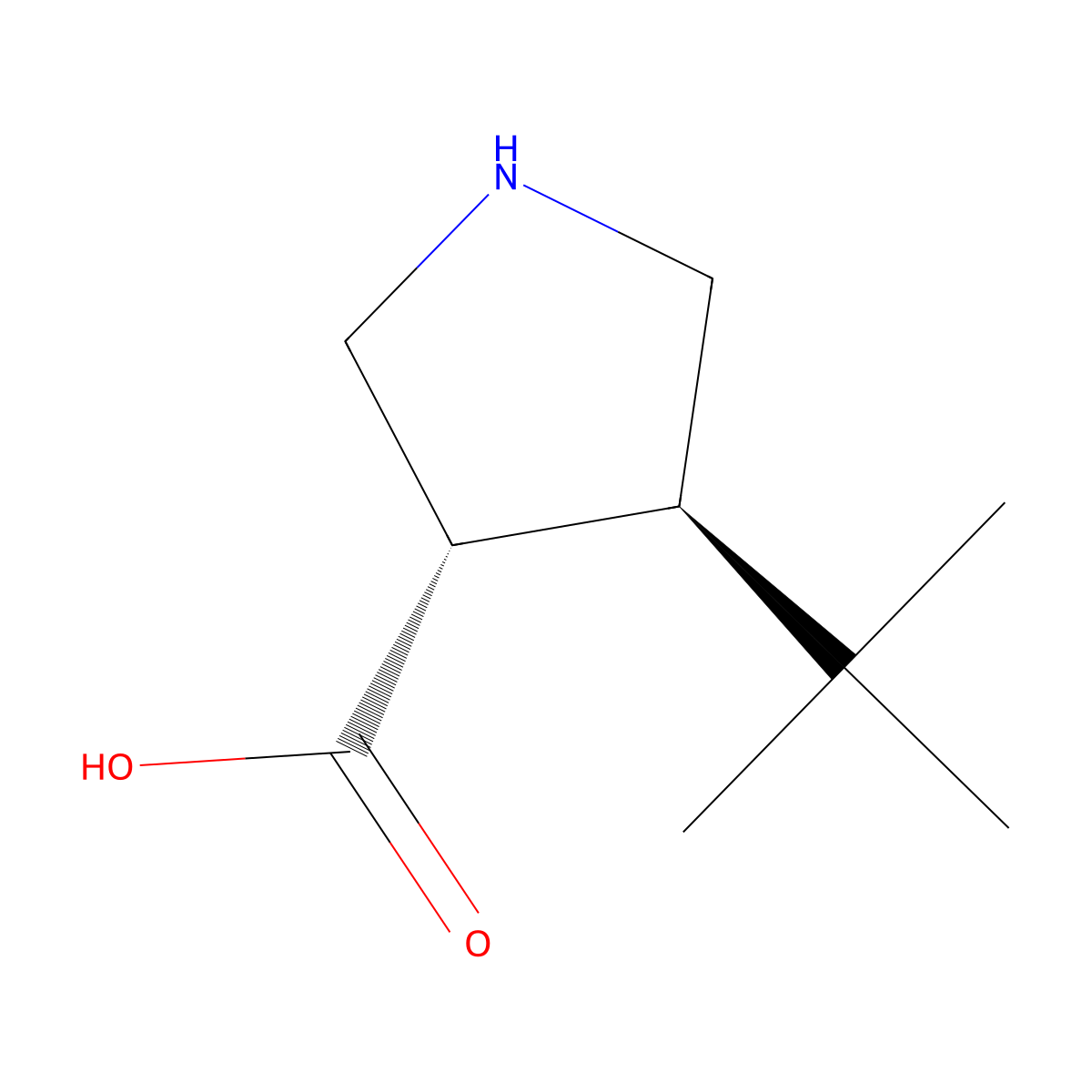 rac-(3R,4S)-4-tert-butylpyrrolidine-3-carboxylic acid molecular structure, CAS 2350708-84-6