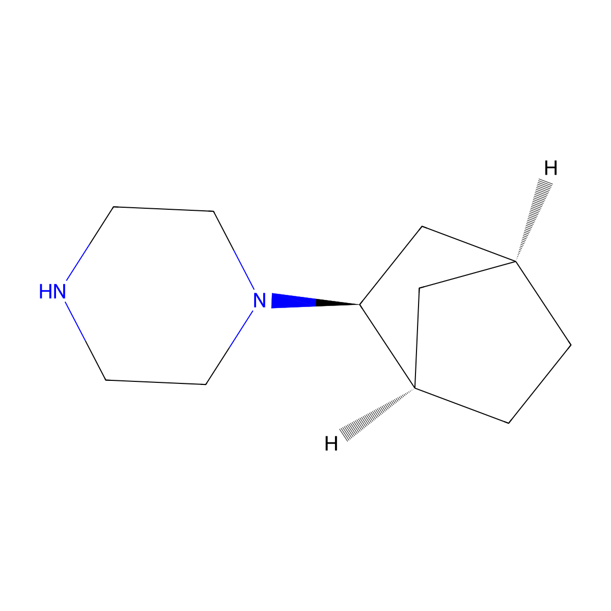 rac-1-((1R,2S,4S)-bicyclo(2.2.1)heptan-2-yl)piperazine molecular structure, CAS 2350722-30-2