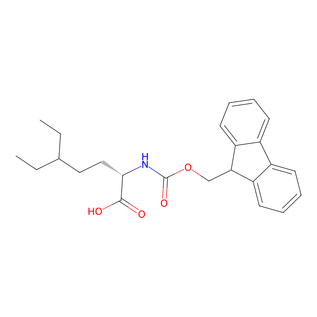 Fmoc-(S)-2-amino-5-ethyl-heptanoic Acid molecular structure, CAS 2350730-58-2