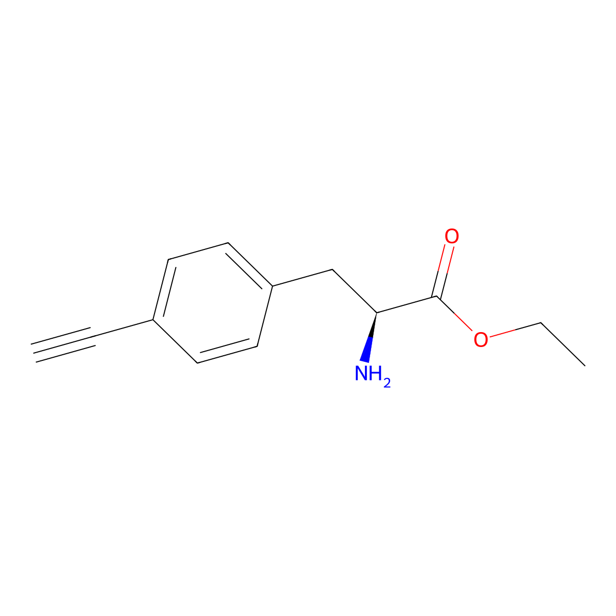 ethyl (2S)-2-amino-3-(4-ethynylphenyl)propanoate molecular structure, CAS 2350731-25-6