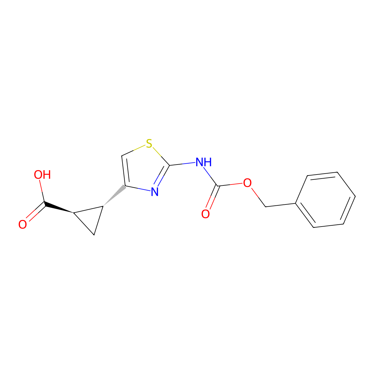 rac-(1R,2R)-2-(2-{[(benzyloxy)carbonyl]amino}-1,3-thiazol-4-yl)cyclopropane-1-carboxylic acid molecular structure, CAS 2350809-22-0