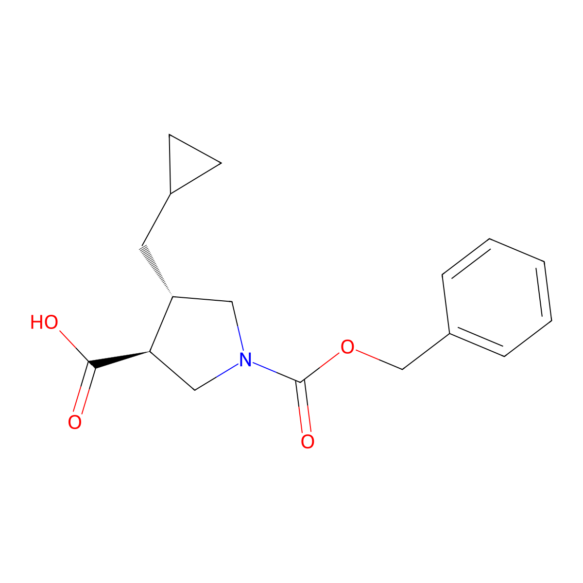 rac-(3R,4R)-1-[(benzyloxy)carbonyl]-4-(cyclopropylmethyl)pyrrolidine-3-carboxylic acid molecular structure, CAS 2350814-51-4