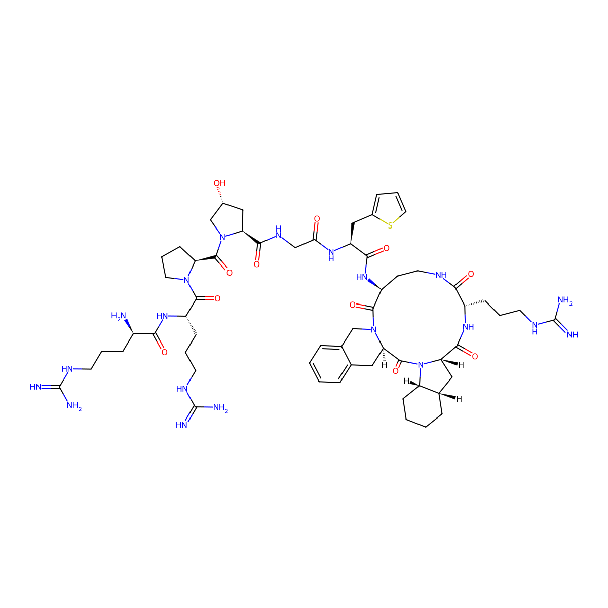 H-D-Arg-Arg-Pro-Hyp-Gly-2Thi-Dab(1)-D-Tic-Oic-Arg-(1) molecular structure, CAS 235082-52-7