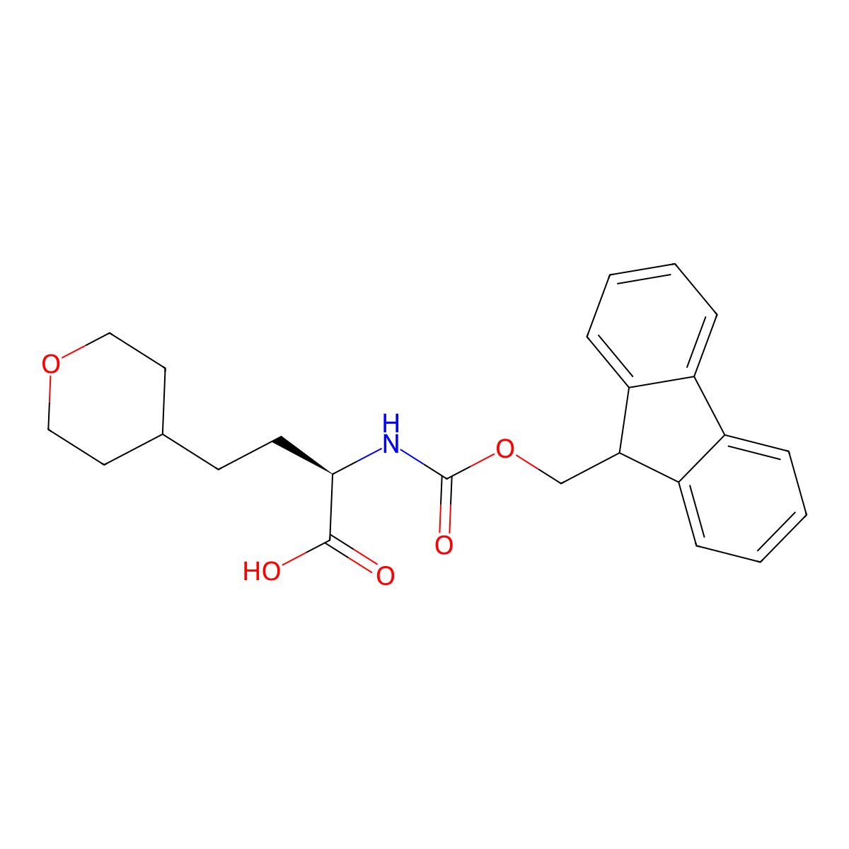 (R)-2-(Fmoc-amino)-4-(tetrahydropyran-4-yl)butanoic Acid molecular structure, CAS 2350831-67-1