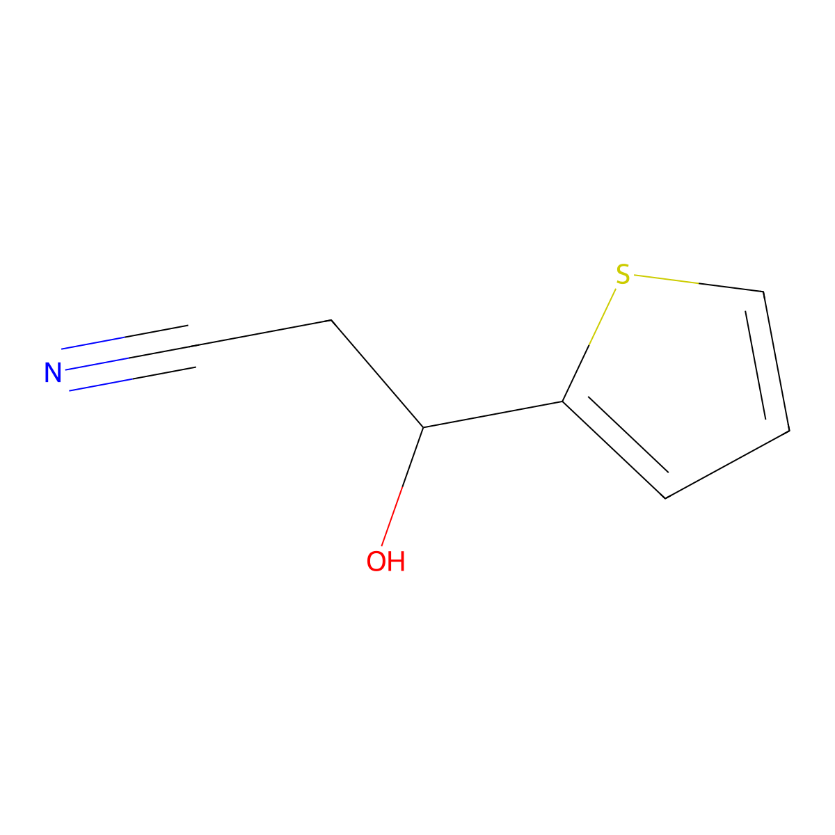 3-Hydroxy-3-(thiophen-2-yl)propanenitrile molecular structure, CAS 235085-83-3