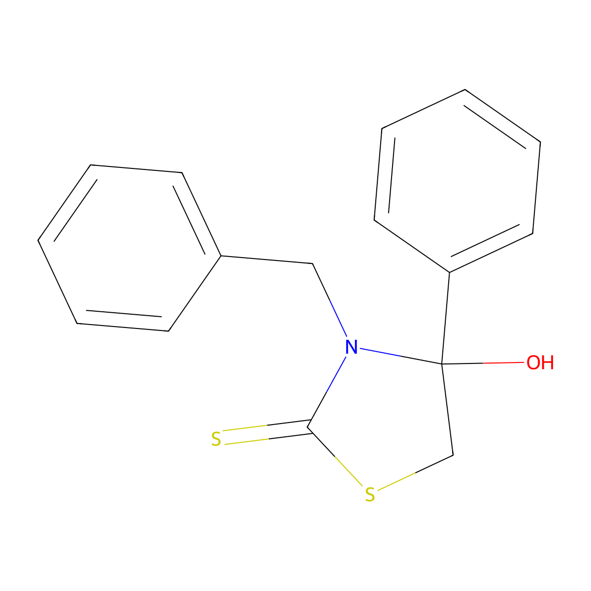 2-Thiazolidinethione, 3-benzyl-4-hydroxy-4-phenyl- molecular structure, CAS 23509-73-1