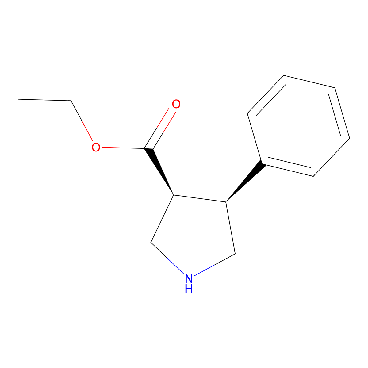 rac-ethyl (3R,4R)-4-phenylpyrrolidine-3-carboxylate molecular structure, CAS 2350915-89-6