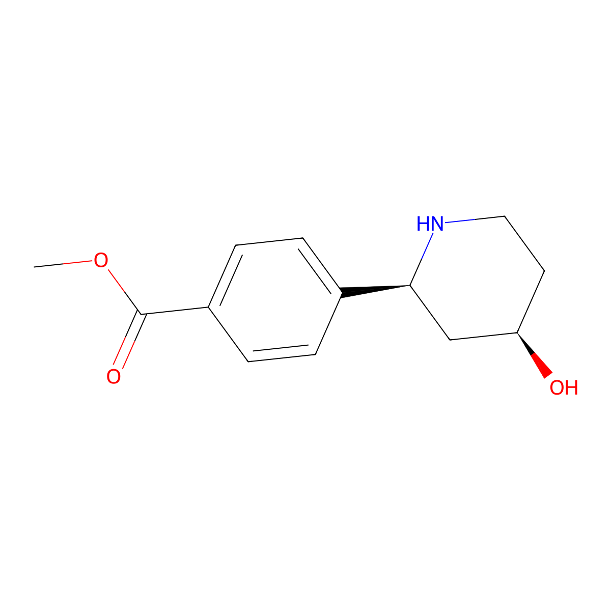 Methyl 4-((2S,4R)-4-hydroxypiperidin-2-yl)benzoate molecular structure, CAS 2350997-18-9