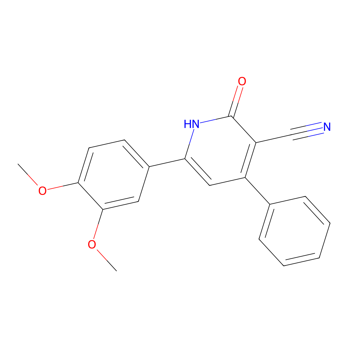 6-(3,4-Dimethoxyphenyl)-2-oxo-4-phenyl-1,2-dihydropyridine-3-carbonitrile molecular structure, CAS 235100-56-8