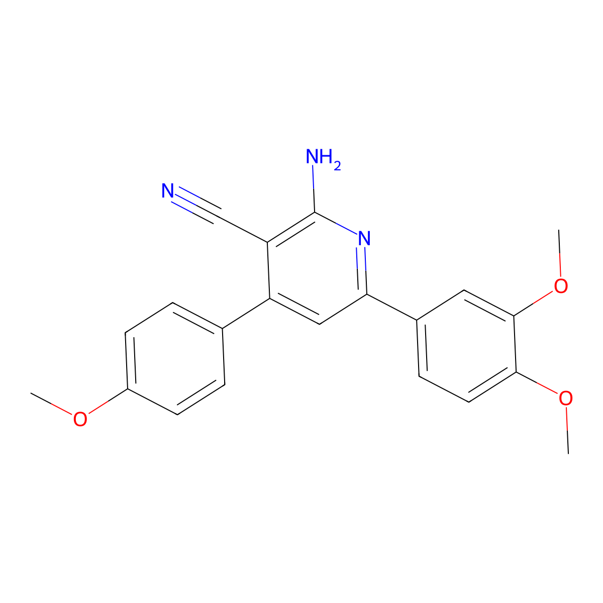 2-Amino-6-(3,4-dimethoxyphenyl)-4-(4-methoxyphenyl)nicotinonitrile molecular structure, CAS 235100-74-0