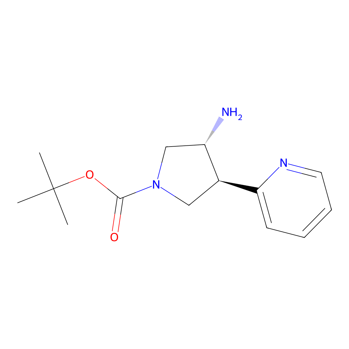 trans-Tert-butyl 3-amino-4-(pyridin-2-yl)pyrrolidine-1-carboxylate molecular structure, CAS 2351002-30-5